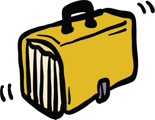 A cartoon briefcase with folders